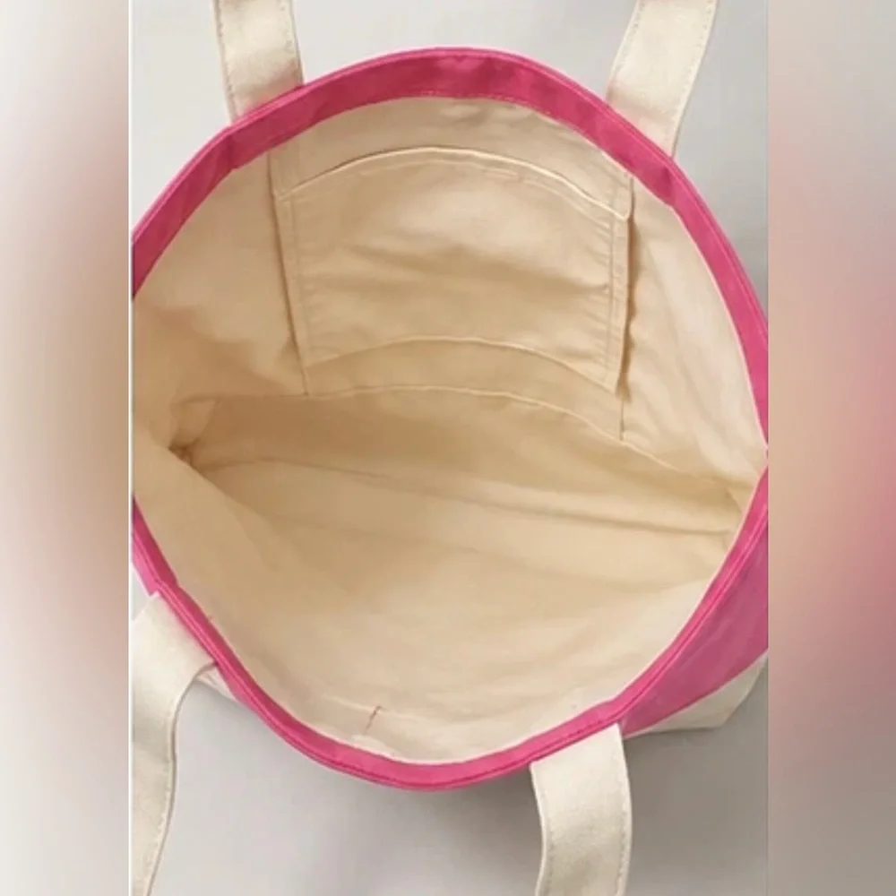 LANCONE SIGNATURE PINK CANVAS TOTE BAG